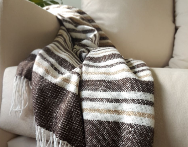 Richmond Throw Blanket - Reclaimed Wool Blend, 130W x 180H cm, Tan - SuperSaverAU - view 2