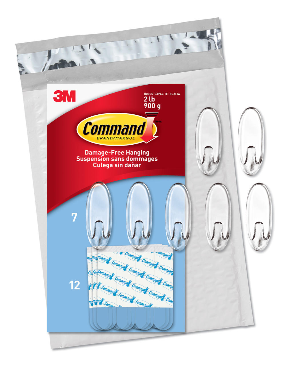Command Clear Medium Wall Hooks, 7 Hooks & 12 Strips, Damage-Free Hanging - SuperSaverAU - view 1