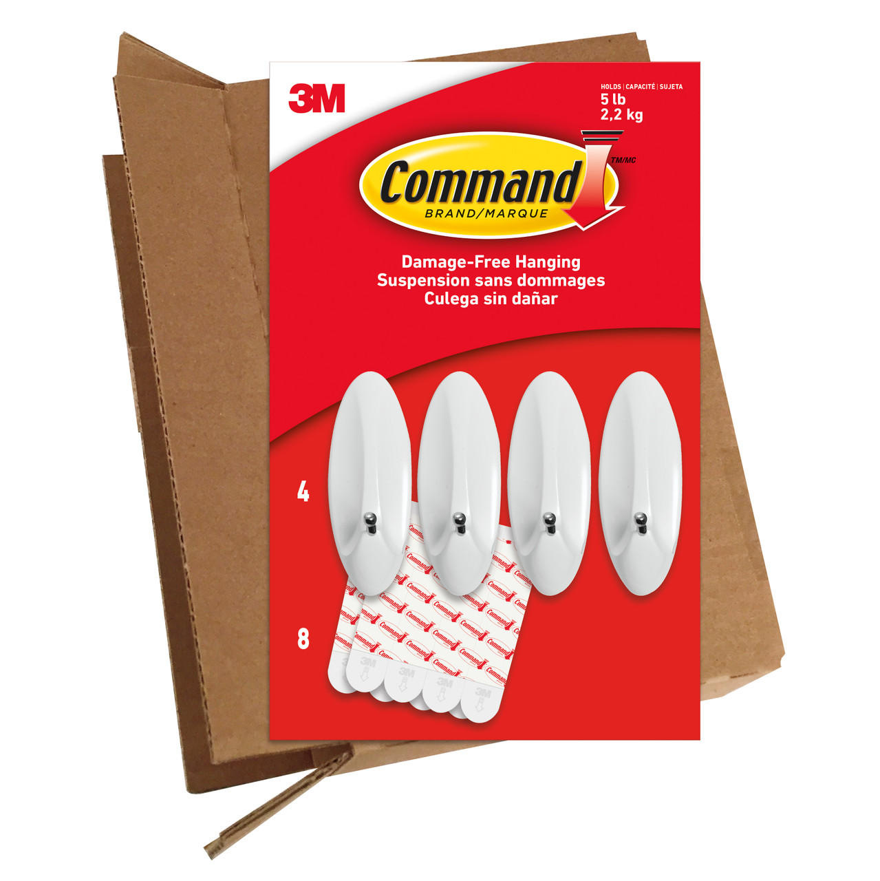 Command Large Wire Hooks 4PK - Damage-Free, No Tools, Holds 5 lbs, Versatile