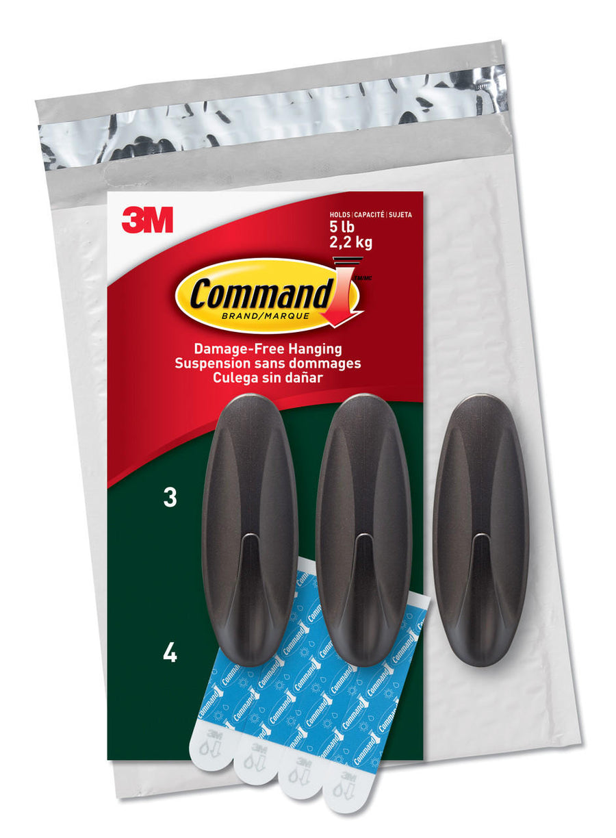 Command Outdoor Hooks, 3 Hooks and 4 Strips, Damage-Free, Holds 5 lbs - SuperSaverAU - view 1