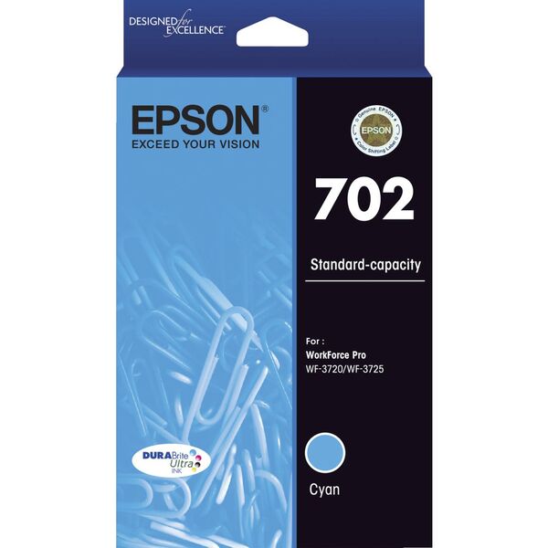 EPSON 702 CYAN INK DURABRITE WF-3720 WF-3725 - SuperSaverAU - view 2