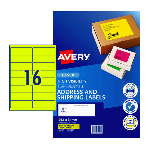 AVERY LaserLabel Yl L7162FY 16Up Pack of 25 - SuperSaverAU - view 1