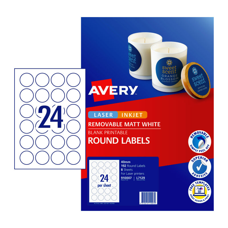 AVERY Labels 40mm 24Up Pack of 8 - Ideal for Organizing and Labeling
