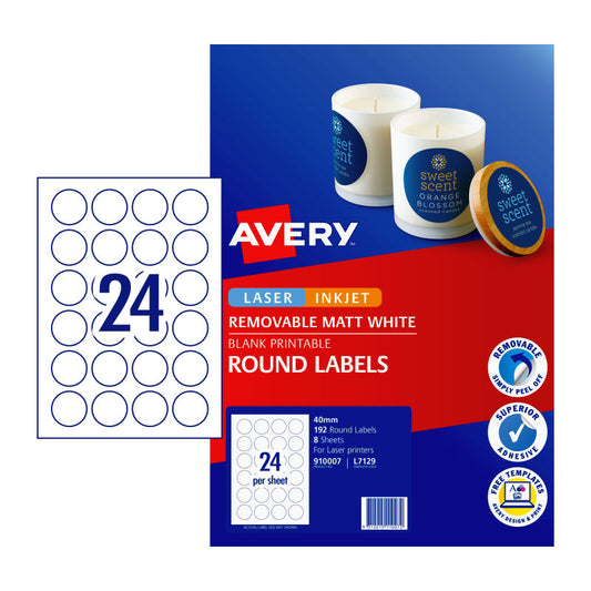AVERY Labels 40mm 24Up Pack of 8 - Ideal for Organizing and Labeling