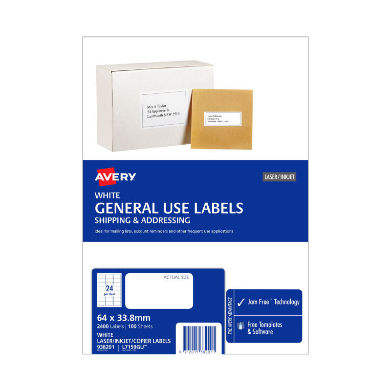 AVERY General Purpose Label L7159GU 24-Up Sheets Box of 100