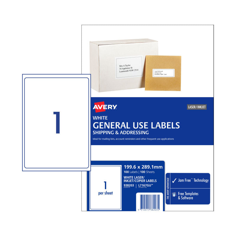 AVERY Gen Label L7167GU1UP 100 Labels, Durable, Easy to Use