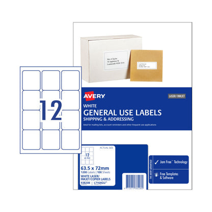 AVERY General Purpose Labels 12Up 100 Pack