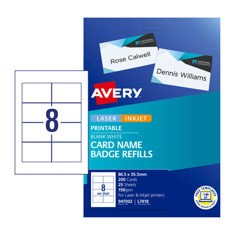 AVERY Badge Refill L7418 8Up Pack of 25 - SuperSaverAU - view 1