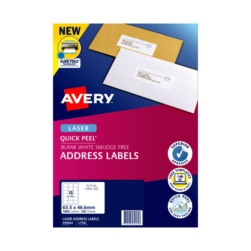 AVERY Laser Labels L7161 18-Up 100-Pack for Laser Printers