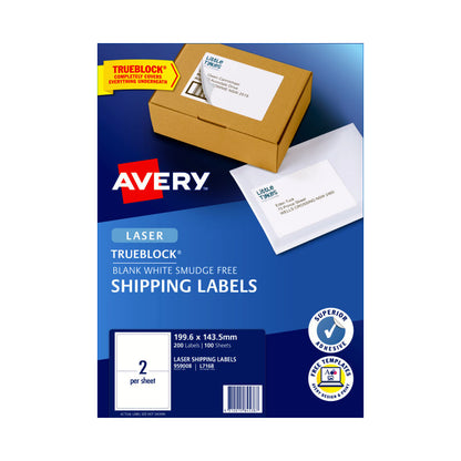 AVERY Laser Label L7168 2-Up Pack of 100 Sheets