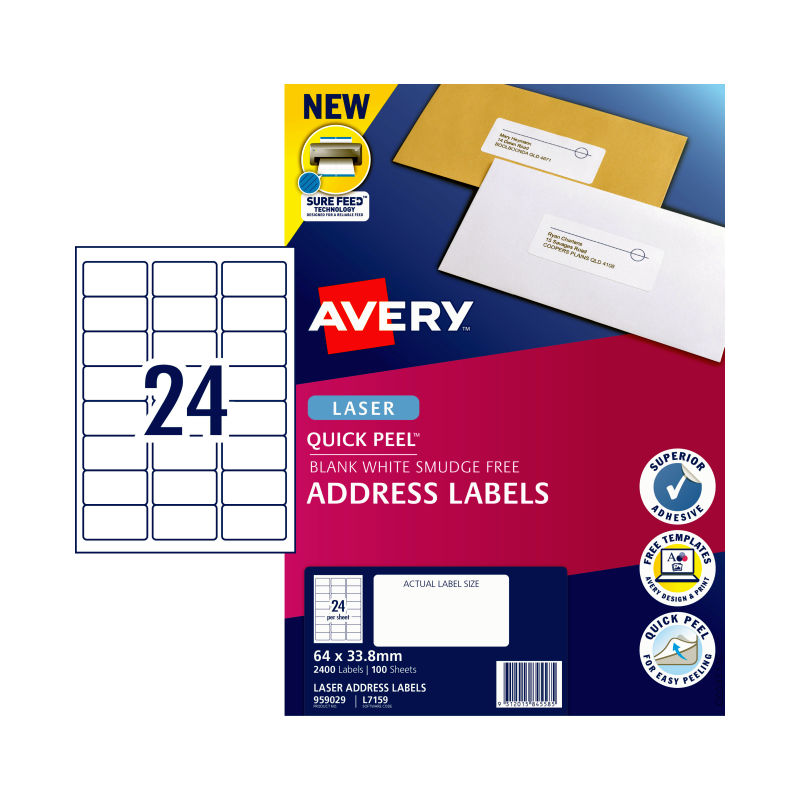AVERY Laser Label QP L7159 24Up Pack of 100 - SuperSaverAU - view 2