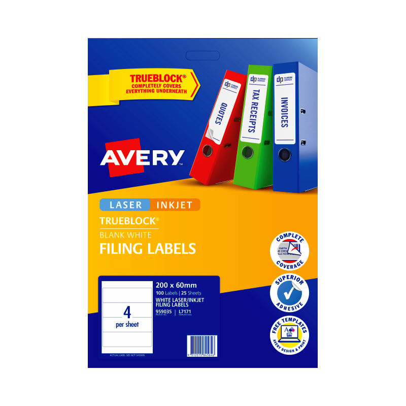 AVERY Laser Label L7171 4-Up Pack of 25 Sheets - SuperSaverAU - view 3