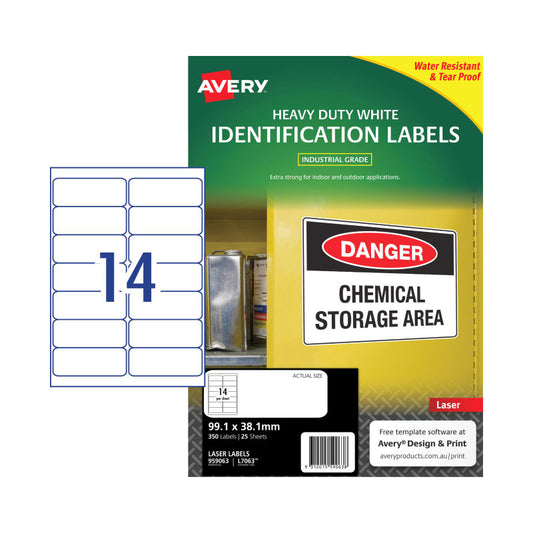 AVERY Laser Label L7063 14-Up Pack of 25 Sheets