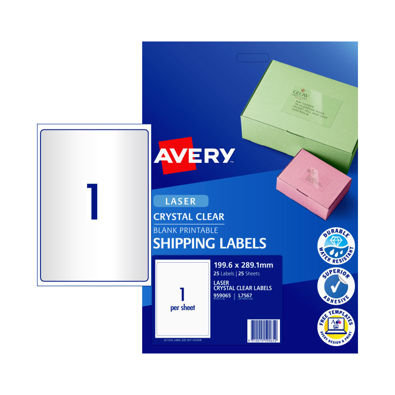 AVERY Laser Label Clear L7567 1Up Pack of 25 - SuperSaverAU - view 2