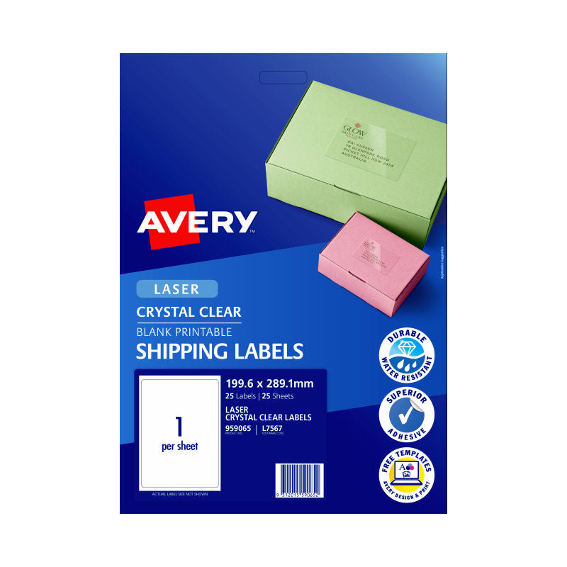 AVERY Laser Label Clear L7567 1Up Pack of 25 - SuperSaverAU - view 3