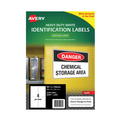 AVERY Laser Label L7069 4-Up Pack of 25 Sheets