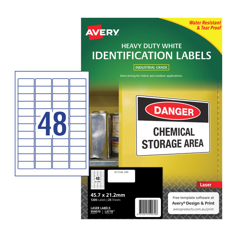 AVERY Laser Label HD L4778 48Up Pack of 25 - SuperSaverAU - view 1