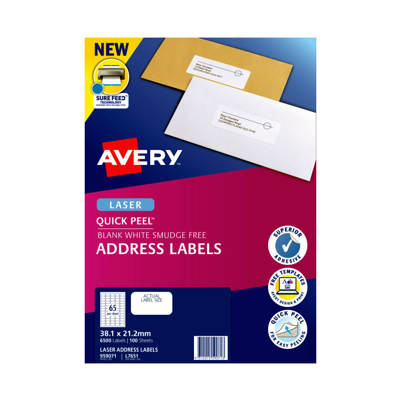 AVERY Laser Label QP L7651 65L Pack of 100 - SuperSaverAU - view 3