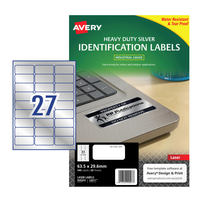 AVERY Laser Label L6011 27Up Pack of t20 - SuperSaverAU - view 1