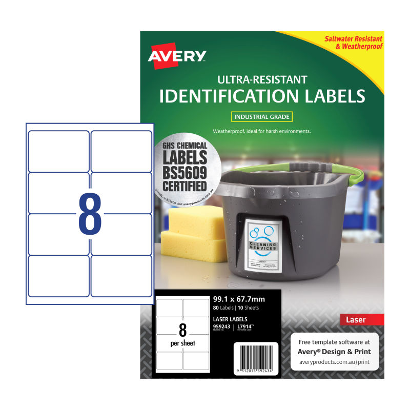 AVERY Outdoor Labels 8Up 10 Pack