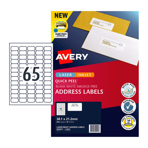 AVERY Label QP L7651 65Up Pack of 10 - SuperSaverAU - view 1