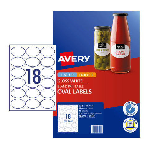AVERY Label Oval L7102 18Up Pack of 10 - SuperSaverAU - view 1