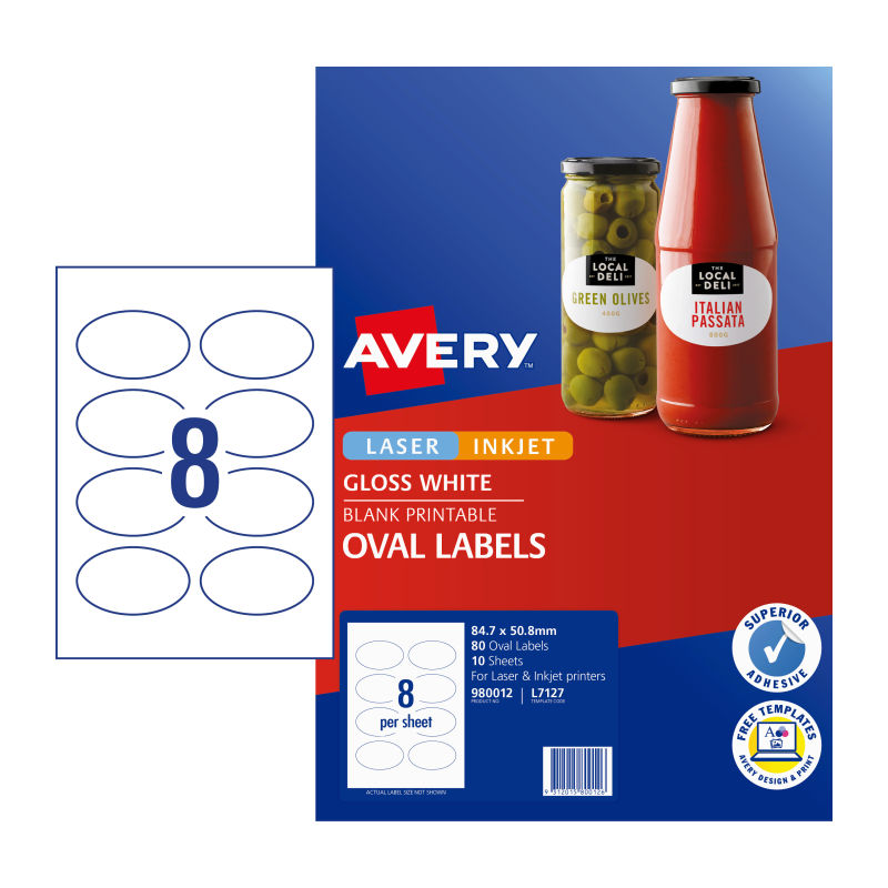 AVERY Label Oval L7137 8Up Pack of 10 - SuperSaverAU - view 1
