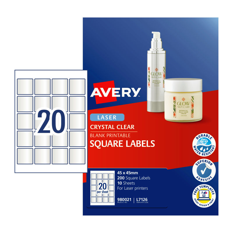 AVERY Laser Label Sq L7126 20Up Pack of 20 - SuperSaverAU - view 1