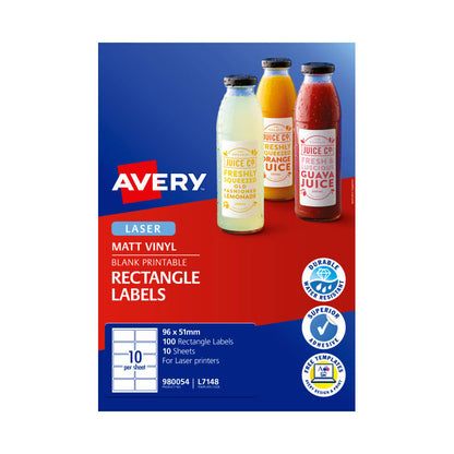 AVERY Laser Labels Rectangle L7148 10-Up Pack of 100 Sheets