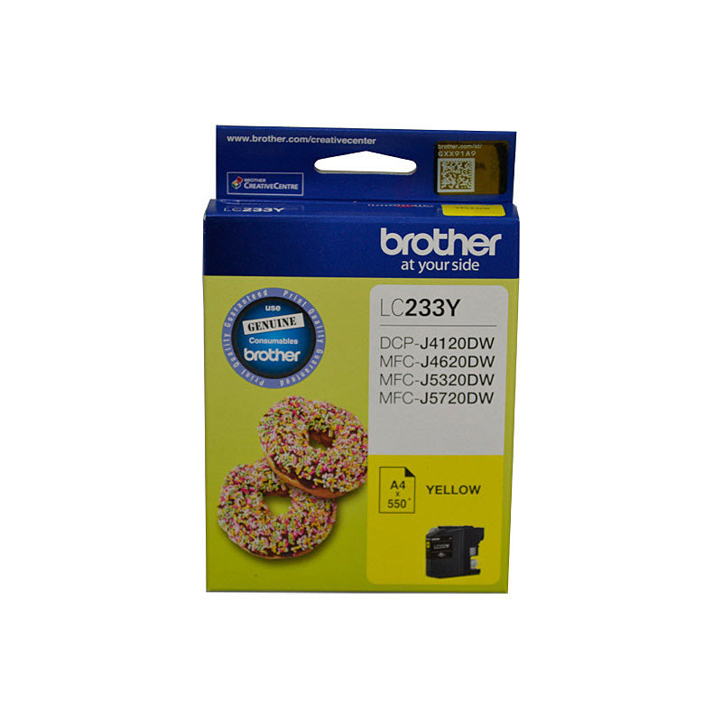 BROTHER Genuine Yellow Ink Cartridge LC233 Up to 550 Page Yield for Inkjet Printers - SuperSaverAU - view 1