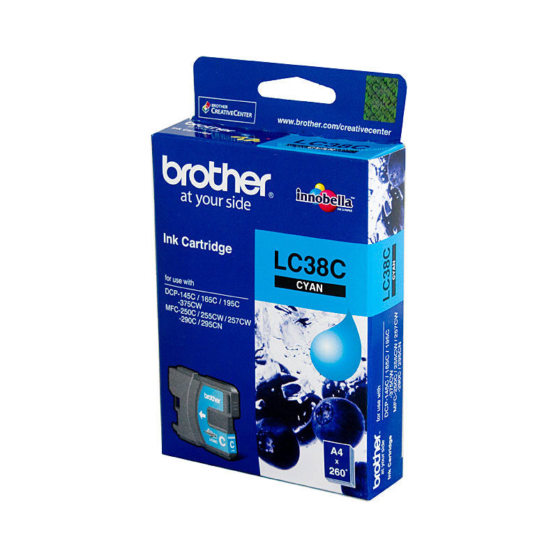 Brother Cyan Ink Cartridge LC-38C Compatible with DCP & MFC Printers 260 Page Yield - SuperSaverAU - view 1