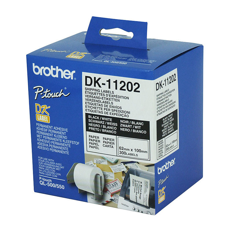Brother Shipping/Name Badge Labels 62mm x 100mm, 300 Labels per Roll, OEM DK-11202 - SuperSaverAU - view 1