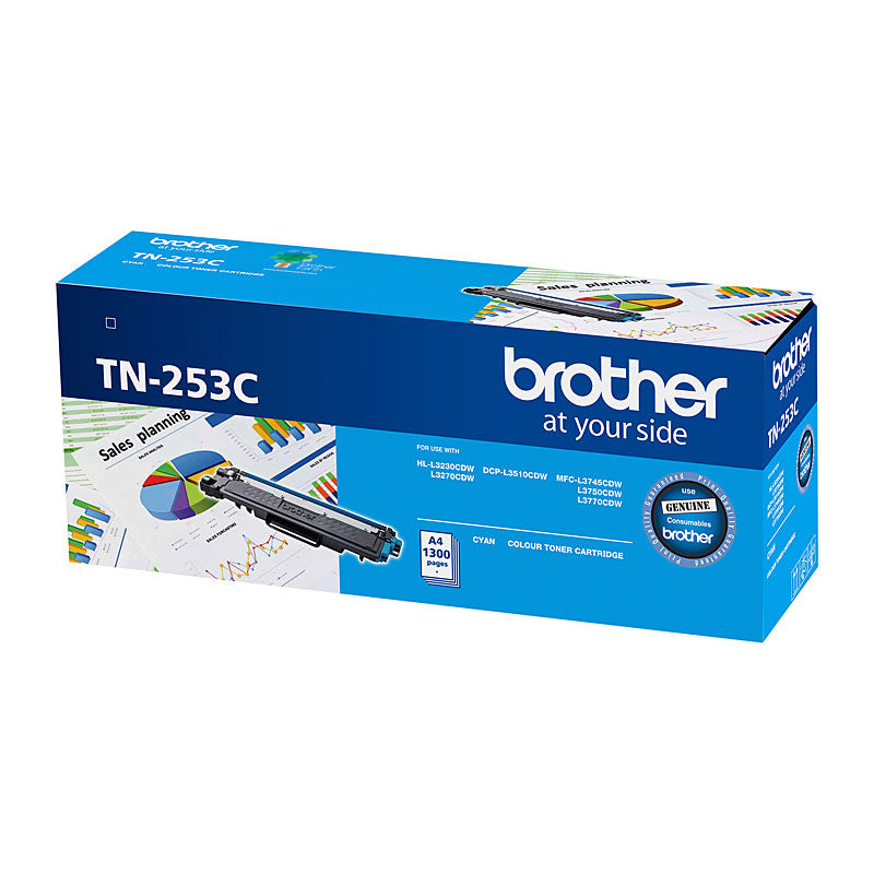 Brother Cyan Toner Cartridge TN-253C 1,300 Pages for HL-3230CDW/3270CDW DCP-L3015CDW MFC-L3745CDW/L3750CDW/L3770CDW - SuperSaverAU - view 1