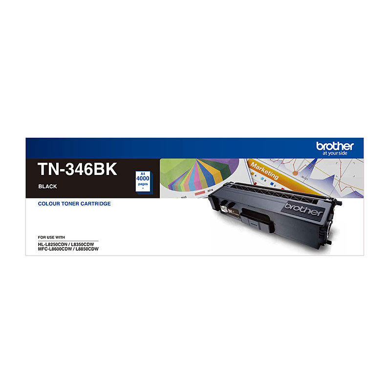 Brother Genuine Black Toner Cartridge TN-346BK - 4000 Pages, Compatible Printers