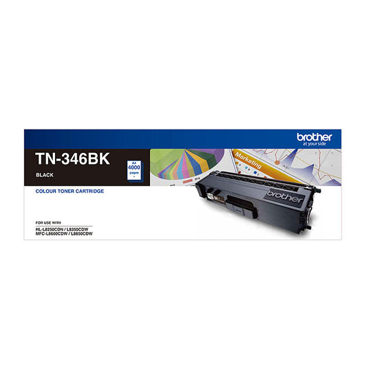 Brother Genuine Black Toner Cartridge TN-346BK - 4000 Pages, Compatible Printers