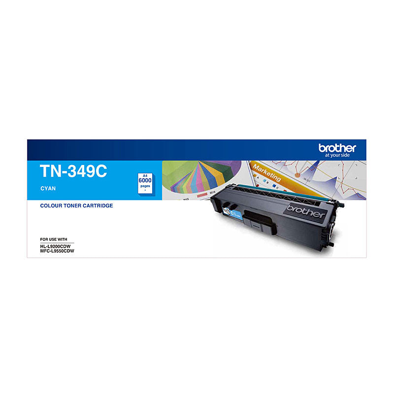 Brother Cyan High Yield Colour Laser Toner TN349 for HL L9200CDW and MFC L9550CDW - 6000 Pages - SuperSaverAU - view 1