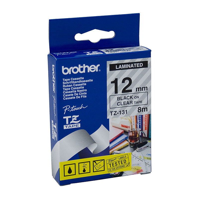 Brother TZe-131 12mm Black on Clear Labelling Tape for POS Stations - SuperSaverAU - view 1