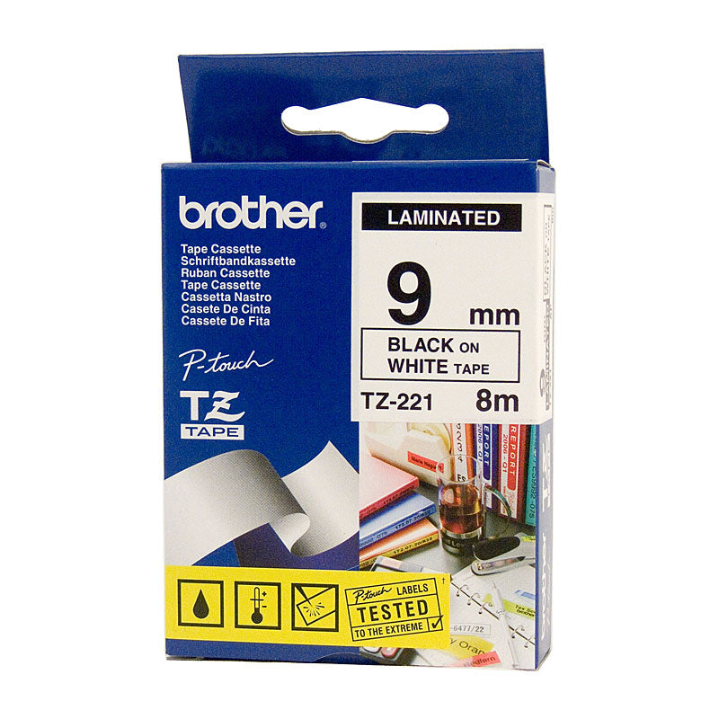 Brother TZe221 Labelling Tape 9mm Black on White - OEM Code TZE-221 - SuperSaverAU - view 1