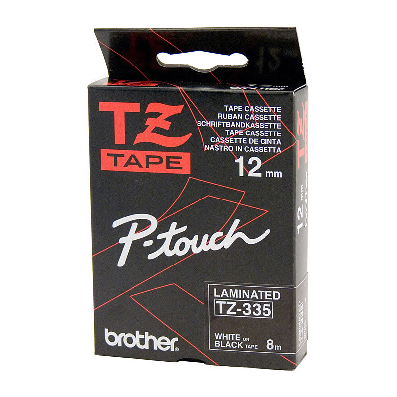 Brother TZe335 Labelling Tape 12mm White on Black for POS Stations - SuperSaverAU - view 1