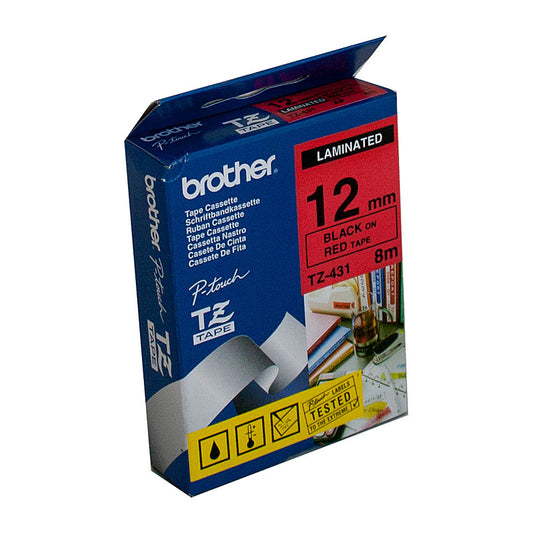 Brother Label Tape TZe-431, Premium Quality for POS Stations, 12mm