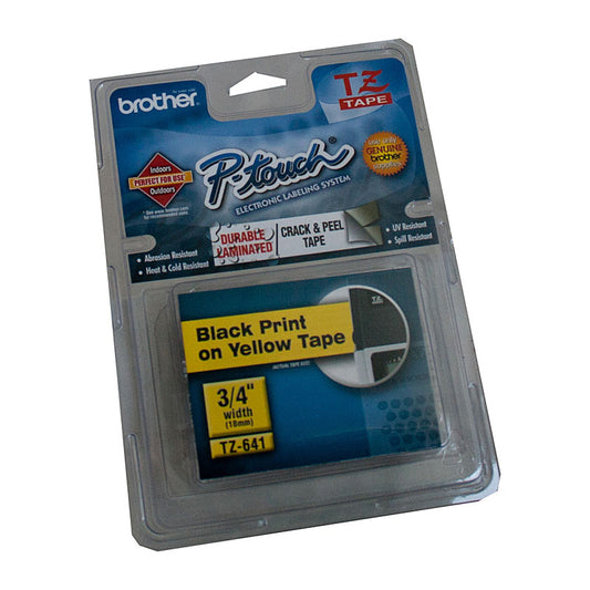 Brother TZe641 18mm Black on Yellow Label Tape for POS Stations