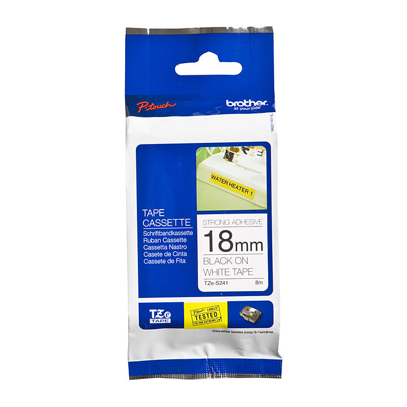 Brother TZe Tape 18MM Black White Strong Adhesive Labeling for POS - SuperSaverAU - view 1