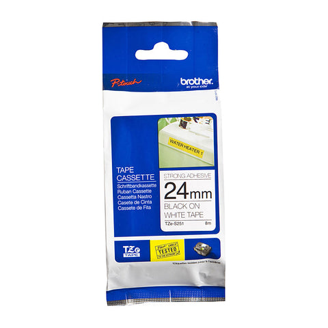 Brother TZe Tape 24MM Black White Strong Adhesive Labels for POS Stations - SuperSaverAU - view 1