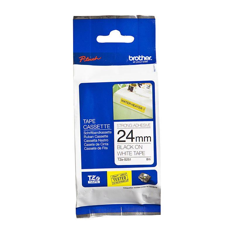 Brother TZe Tape 24MM Black White Strong Adhesive Labels for POS Stations - SuperSaverAU - view 1