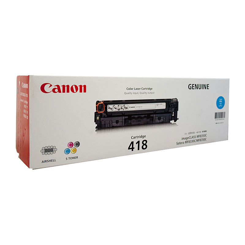 Canon Cyan Toner Cartridge 418 for MF8350CDN MF8380CDW MF8580CDW MF729CX 2900 Pages - SuperSaverAU - view 1