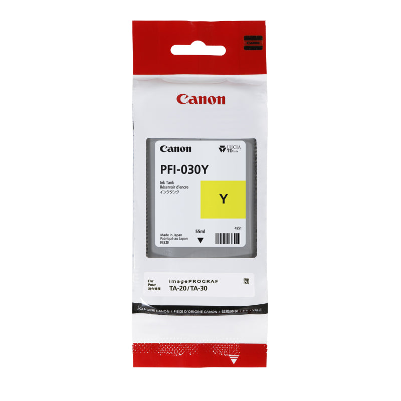 Canon PFI030 Yellow Ink Cartridge for TA20 TA30 Printers - SuperSaverAU - view 1