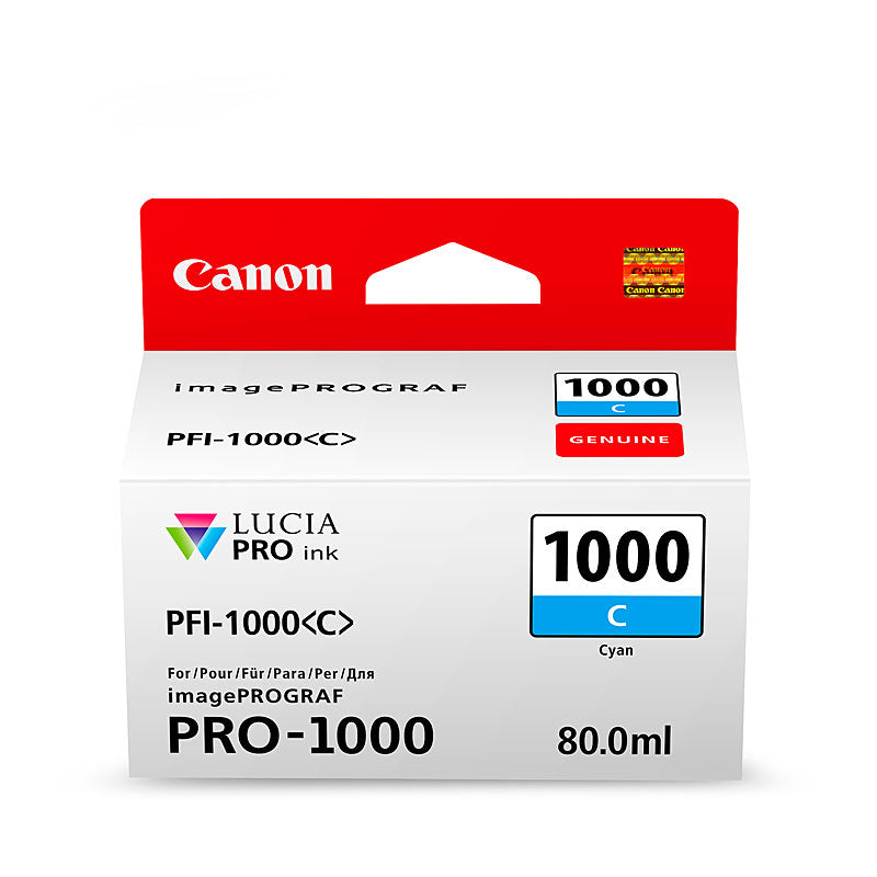 Canon Cyan Ink Cartridge PFI1000 Genuine 5025 Pages ISO 29103 - SuperSaverAU - view 1