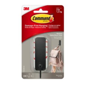 COMMAND Hook & Strips Medium Mat Black BX4 - 17034MB - SuperSaverAU - view 1