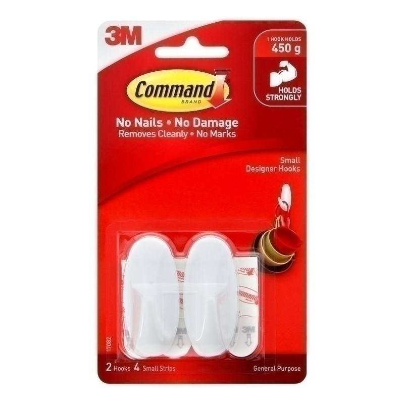 COMMAND DESIGNER HOOK White Pk2 Bx6 - Versatile Hanging Solution - SuperSaverAU - view 1