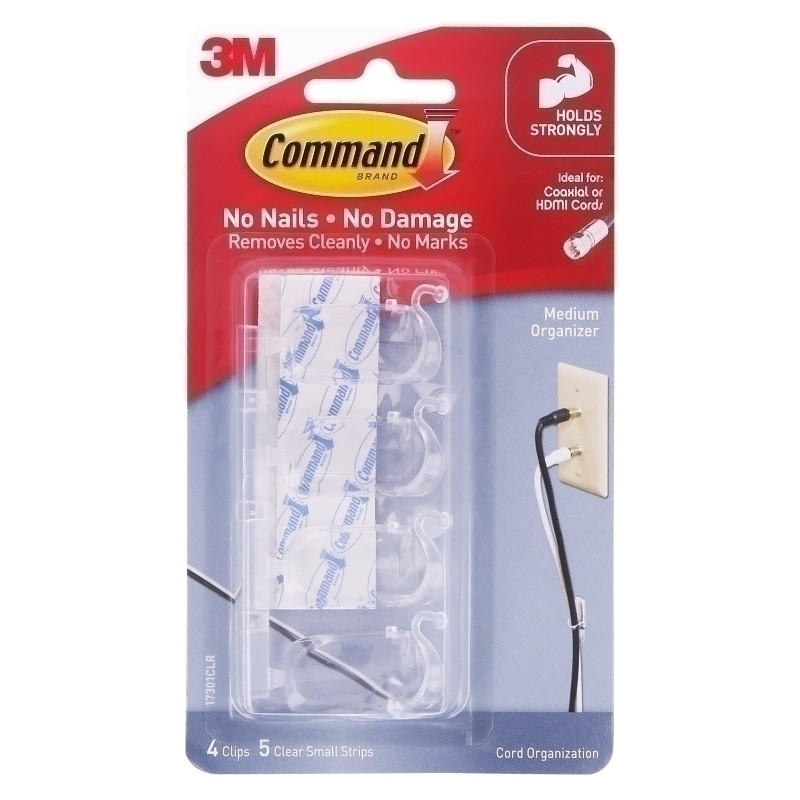 COMMAND Cord Clip Medium Pk4 Bx6 - Organiser for Tidy Cords - SuperSaverAU - view 1
